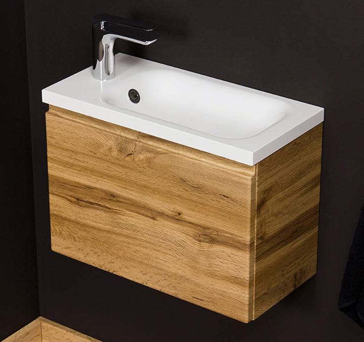 Quentis Badmöbel | Gäste-WC Möbel FAROS, Breite 50 cm, Waschplatzset 2-teilig, Waschbecken und Unter