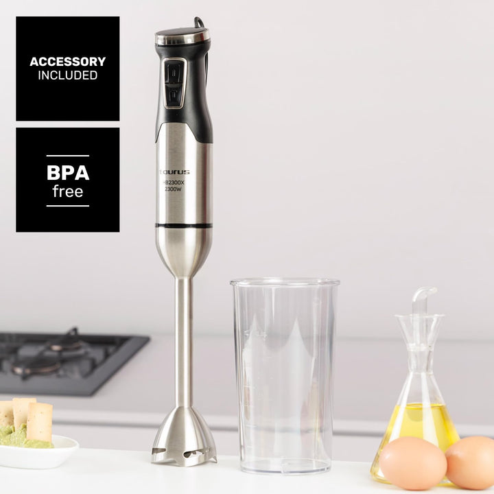 Taurus – Stabmixer HBA2300X | 2300 W | 4 Edelstahlklingen | Geschwindigkeitsregler | Turbo-Funktion
