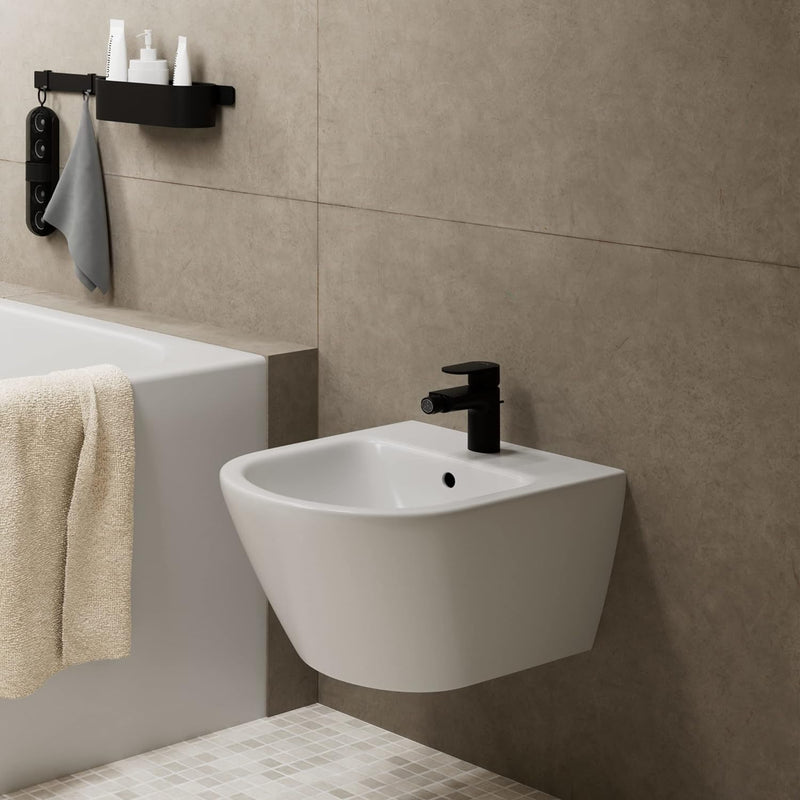 hansgrohe Einhebel-Bidetmischer Vernis Blend, Bidetarmatur mit Zugstange, wassersparend, Mattschwarz