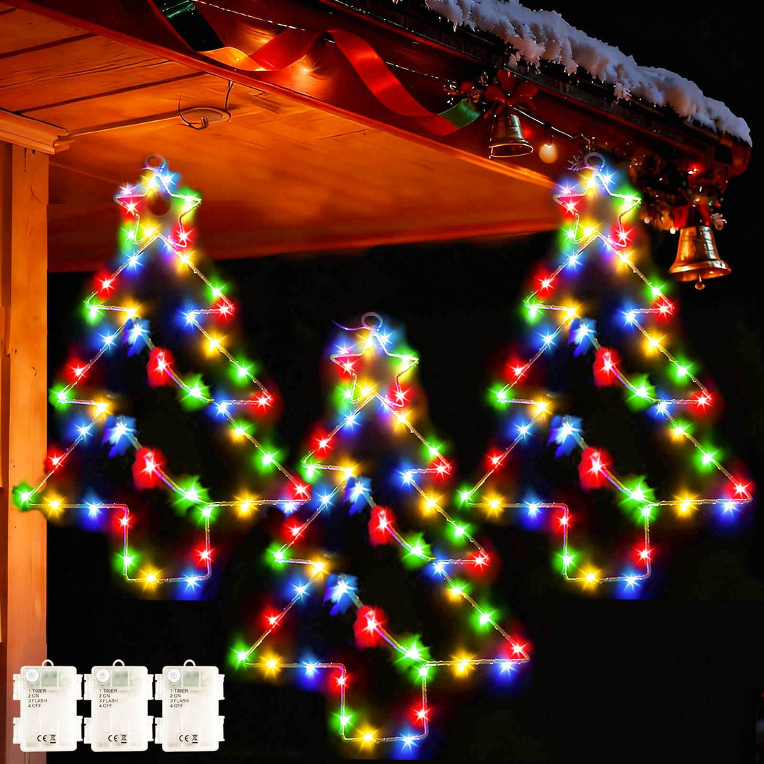 yowin Weihnachtsdeko Fenster 3 Stück 45 LED Weihnachtsbeleuchtung Batterie mit Timer, Fensterdeko We
