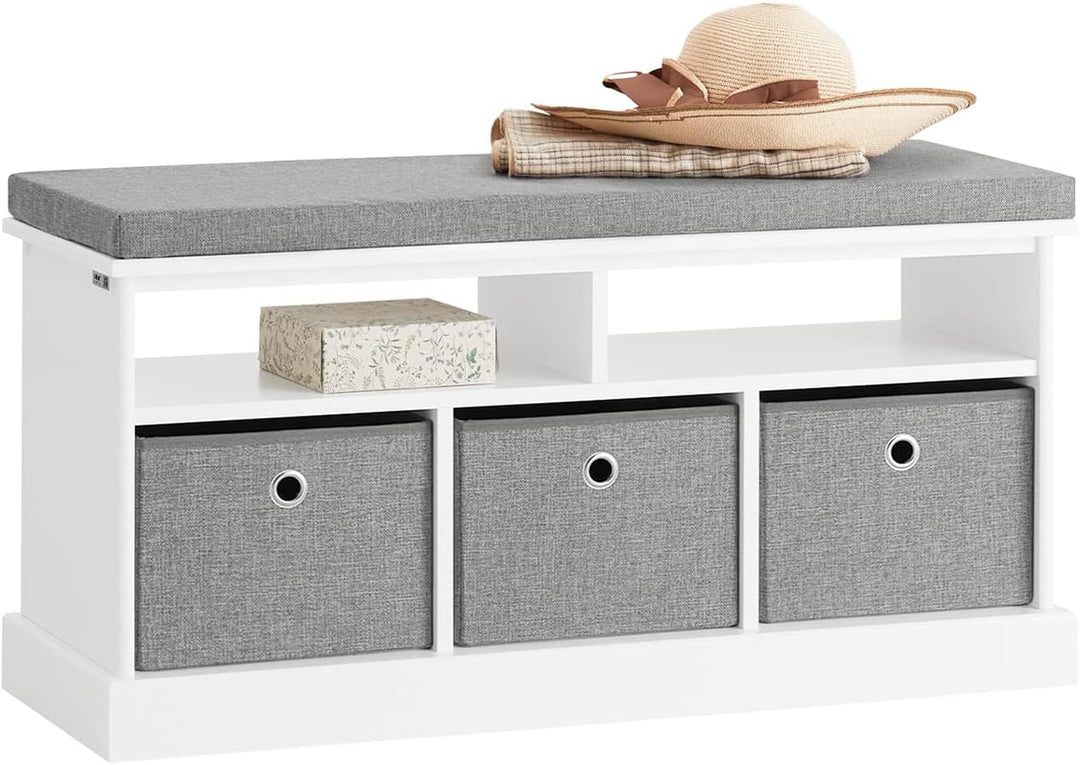 SoBuy FSR67-HG Schuhtruhe Sitzkommode Schuhschrank mit 3 grauen Körben und Ablage Sitzbank mit Sitzk