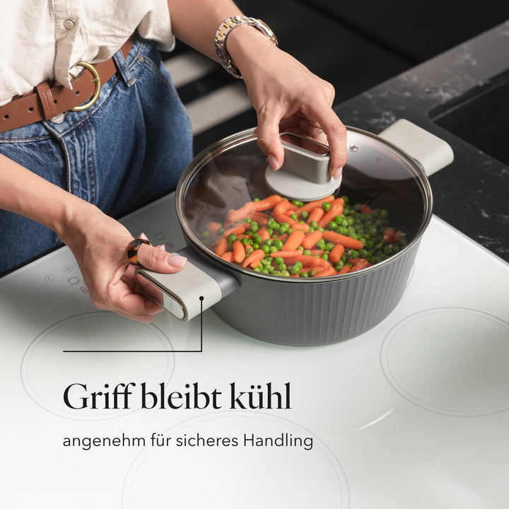 FLORINA Aluminiumtopf Serrano 2,1 l 20 cm I Töpfe mit Soft-Touch-Griffen I Leichter und langlebiger
