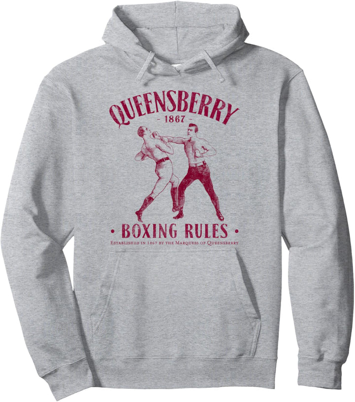 Distressed Vintage Boxing Gift - Queensbury Boxing Rules Pullover Hoodie