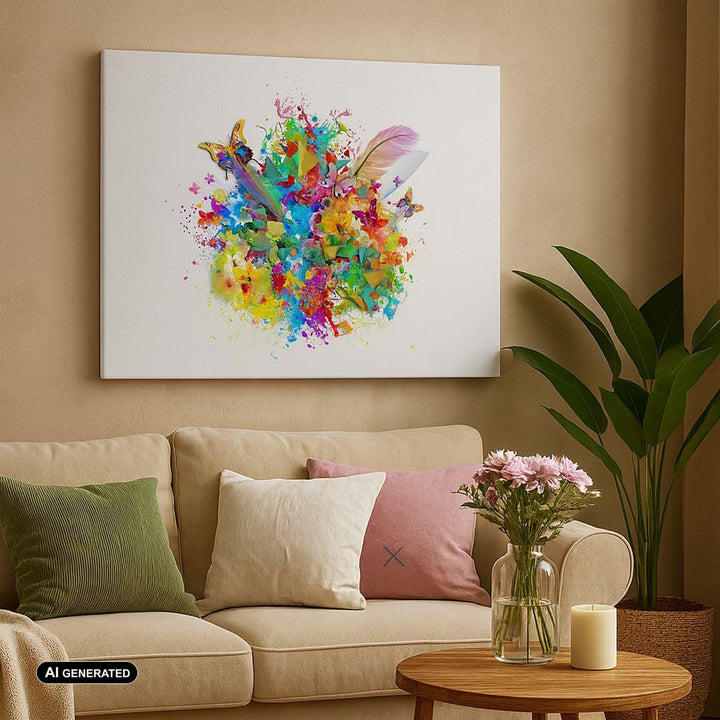 Bilder auf Leinwand Schmetterling Farbe Blume Komposition Leinwandbild 70x50cm Wandbilder Dekoration