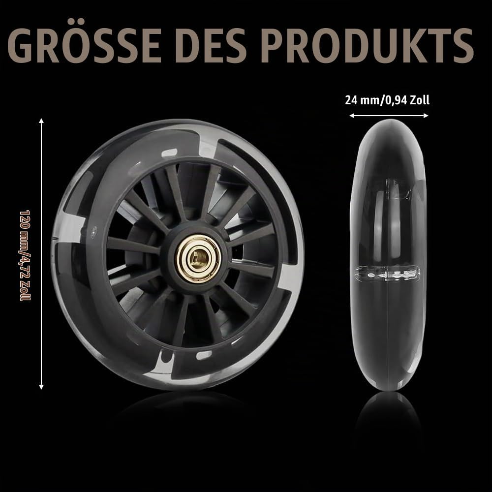 Freestyle-Rollerrad, 2 Stück, beleuchtet, mit LED-Blinklicht, 120 mm, Roller-Reifen mit ABEC-7-Kugel