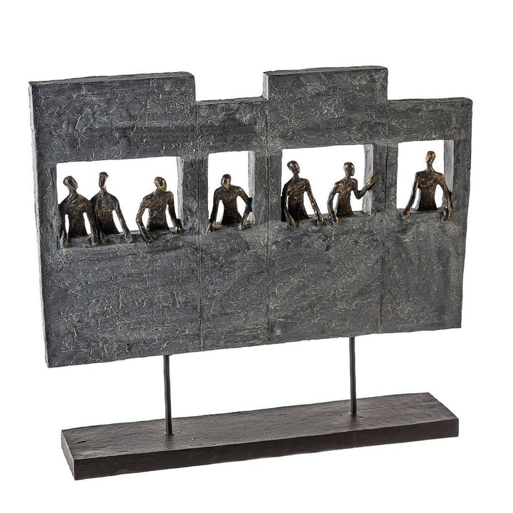 Casablanca - Skulptur Skyline - aus Poly bronzefarbene Figuren H 38 cm Höhe 38 cm Bronzefarben, Grau
