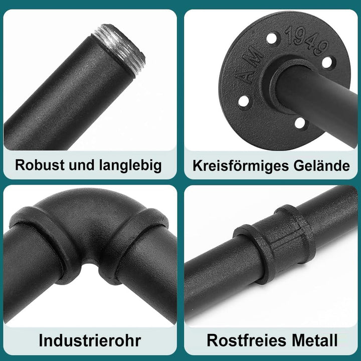 Industrielle Kleiderstange Wandmontage, Kleiderstangen für die Wand, 164cm abnehmbare Garderobenstan