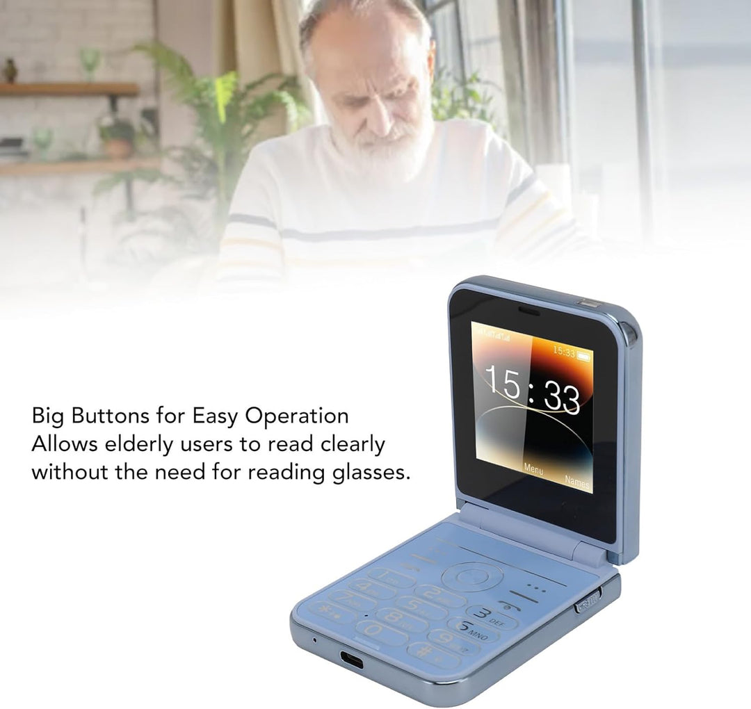 Senioren Klapphandy, Grosse Tasten Dual Screen GSM 2G Mobiltelefon mit 4 SIM 4 Standby, Lauter Sound