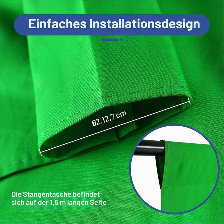 EMART 1,5x2m Greenscreen Grüner Hintergrund Polyester Grüne Chromakey Green Screen Faltbar mit 2 Fed