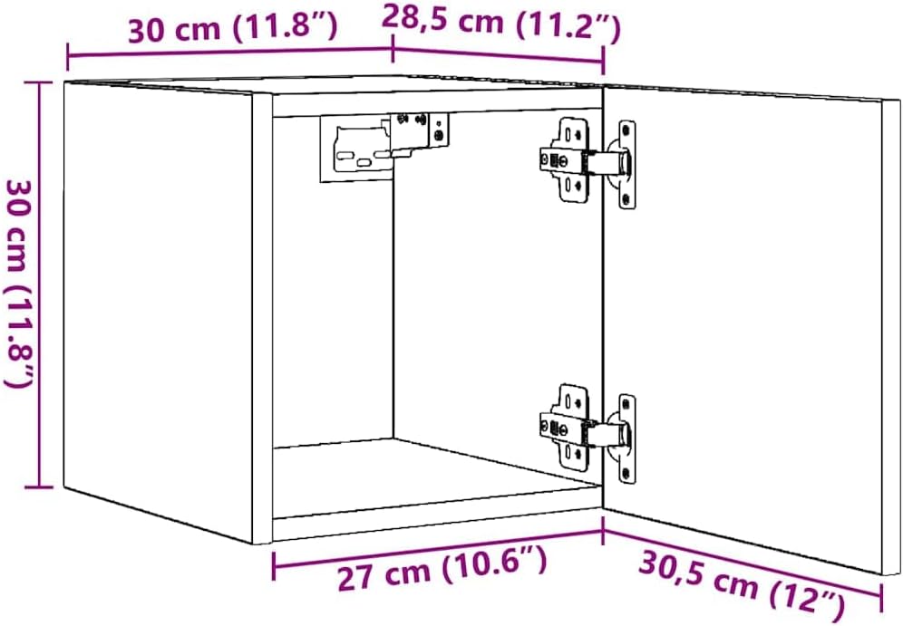 vidaXL TV-Wandschrank Altholz-Optik 30,5x30x30 cm, TV-Schrank, Medienschrank, Beistellschrank, TV-Ko