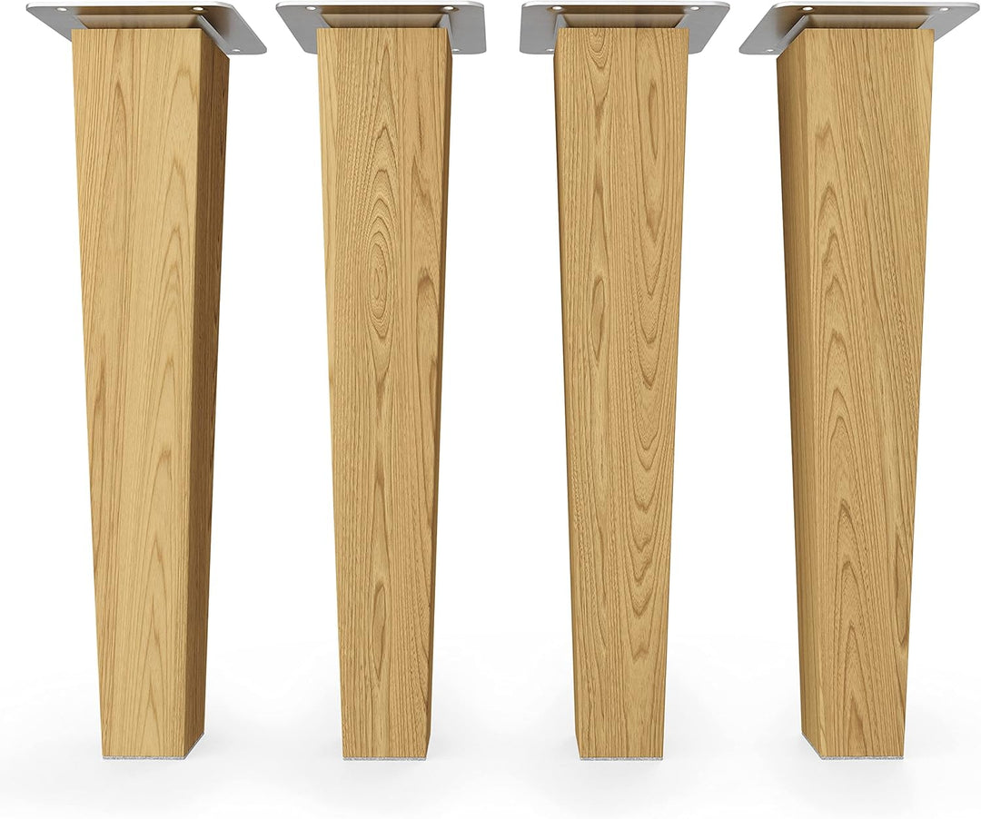 sossai® Holz-Tischbeine - Clif Square | Öl-Finish | Höhe: 25 cm | HMF3 | eckig, konisch (gerade Ausf