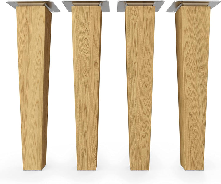 sossai® Holz-Tischbeine - Clif Square | Öl-Finish | Höhe: 25 cm | HMF3 | eckig, konisch (gerade Ausf