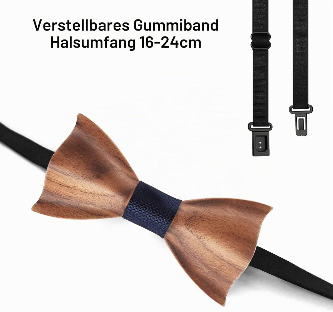 Mr.Van Holzfliege Klassische Set Fliege Herren,Holzfliege, Holz Manschettenknöpfe, Holzbrosche, Eins