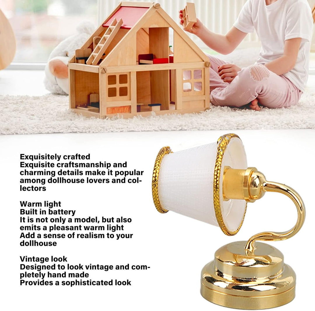 Miniatur-Wandlampe aus Metall für Puppenhaus, Mini-LED, warm, Wandleuchte, für Puppenhaus-Dekoration