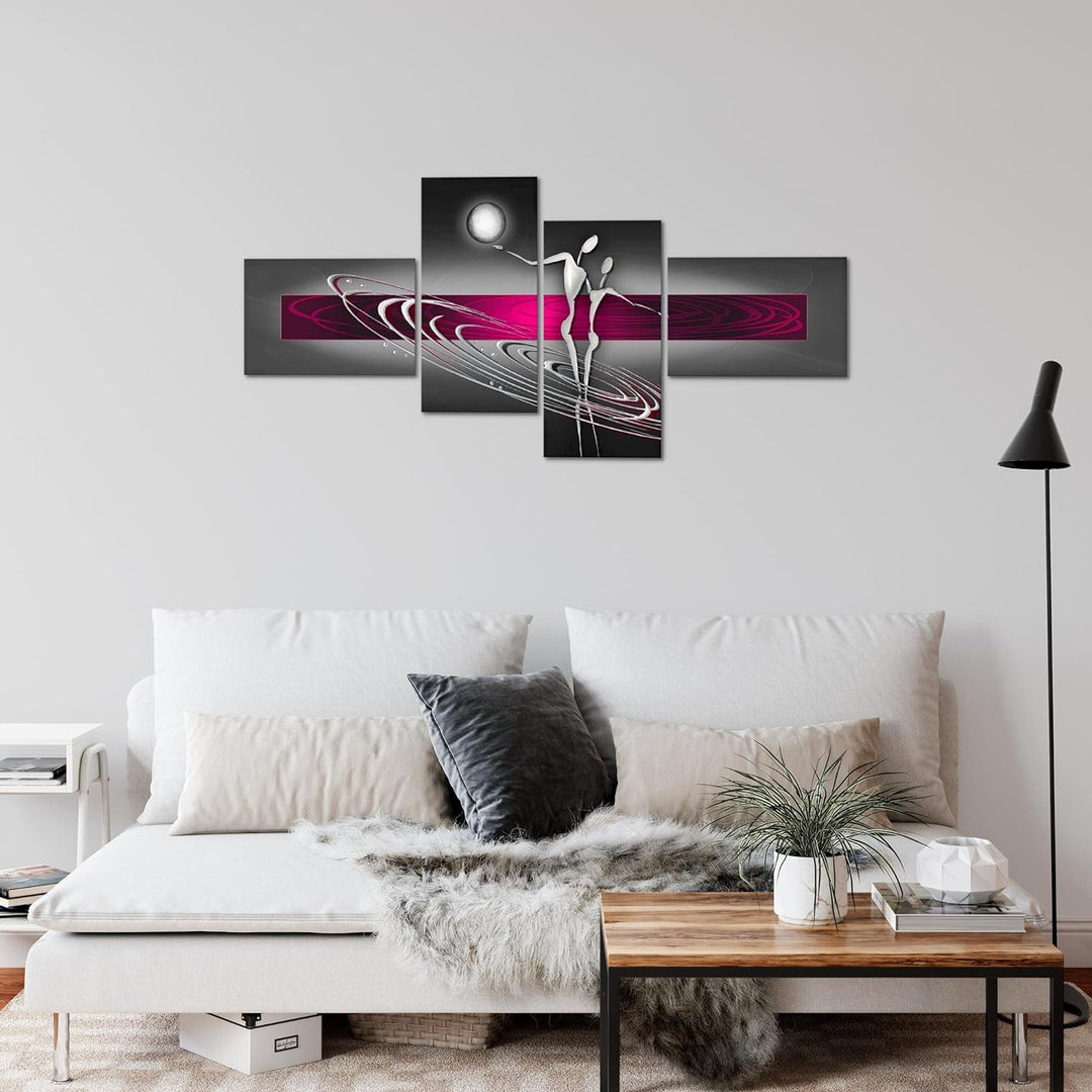 Runa Art Bild Modern Abstrakt Figuren - Made in Germany - Wandbilder Liebespaar Pink Grau 4 Teilig 3