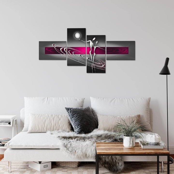 Runa Art Bild Modern Abstrakt Figuren - Made in Germany - Wandbilder Liebespaar Pink Grau 4 Teilig 3