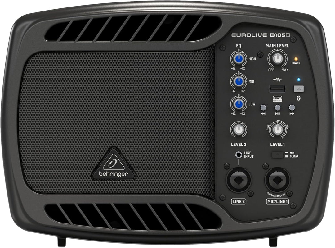 Behringer B105D Ultrakompakter 50-Watt-PA/Monitor-Lautsprecher mit MP3-Player und Bluetooth-Audio-St