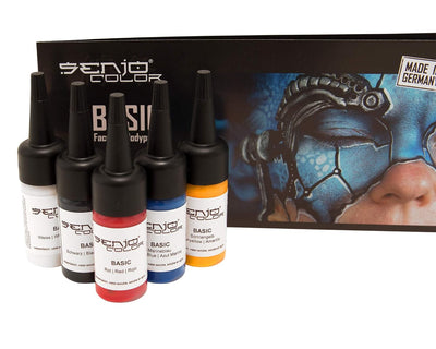 Senjo Color ® Airbrush Farben Set (Für Gesicht & Körper) Bodypainting Farben (5 x15ml) Farben: Schwa