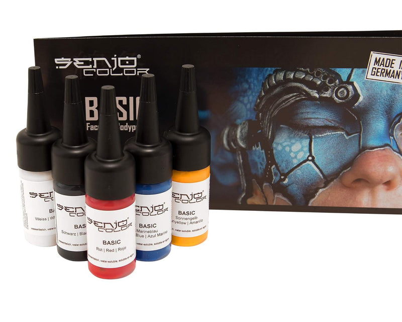 Senjo Color ® Airbrush Farben Set (Für Gesicht & Körper) Bodypainting Farben (5 x15ml) Farben: Schwa