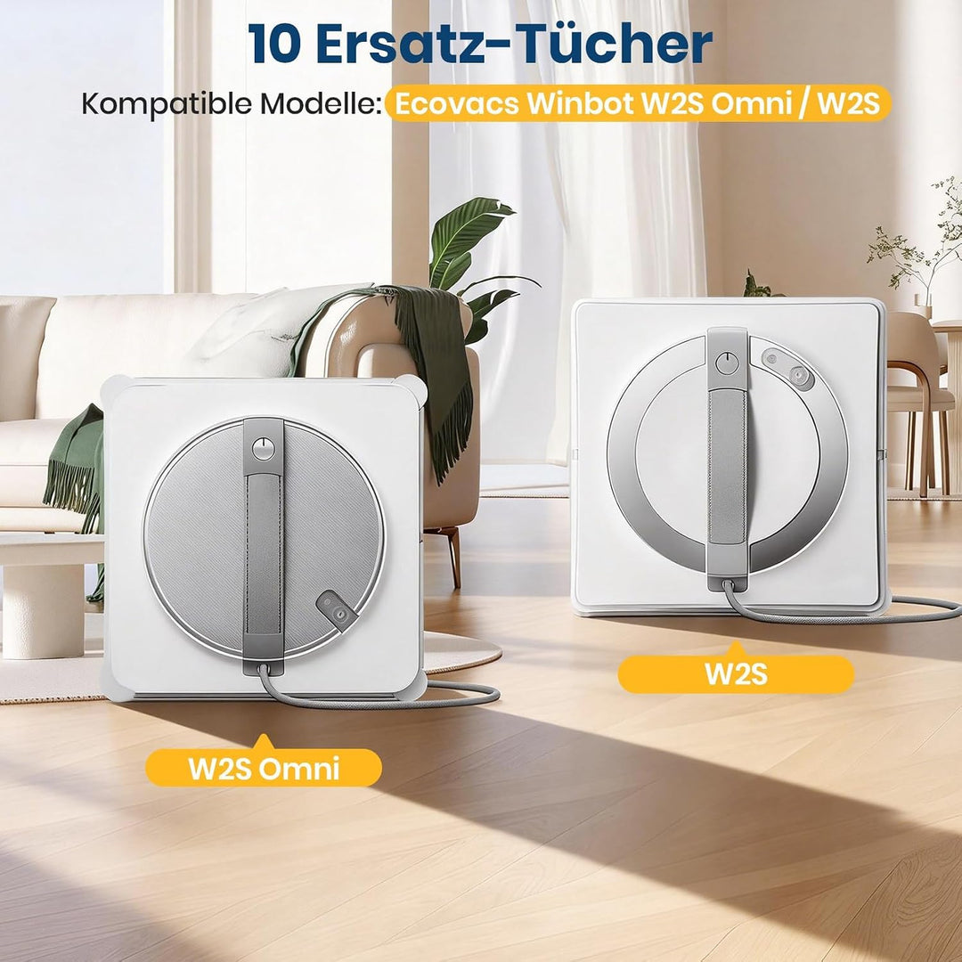 10 Stück Reinigungstuch für ECOVACS WINBOT W2S, W2S Omni Fensterputzroboter Zubehör, Waschbare Mikro