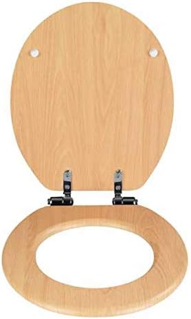 WENKO WC-Sitz Buche Natur, Toilettensitz mit Absenkautomatik in Holz-Optik, WC-Deckel für sanftes De