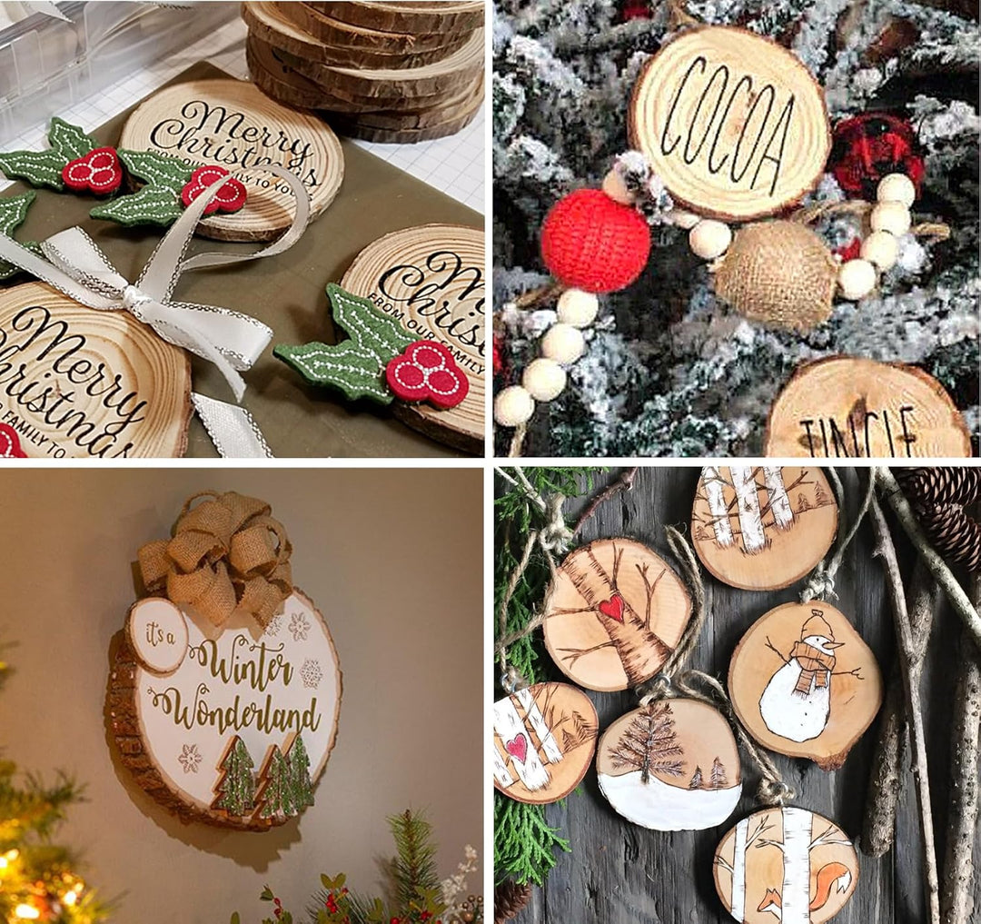 Holzscheiben 12er Set 20-22 cm Runde Baumscheiben ohne Loch für DIY Basteln, Hochzeit, Weihnachtsdek