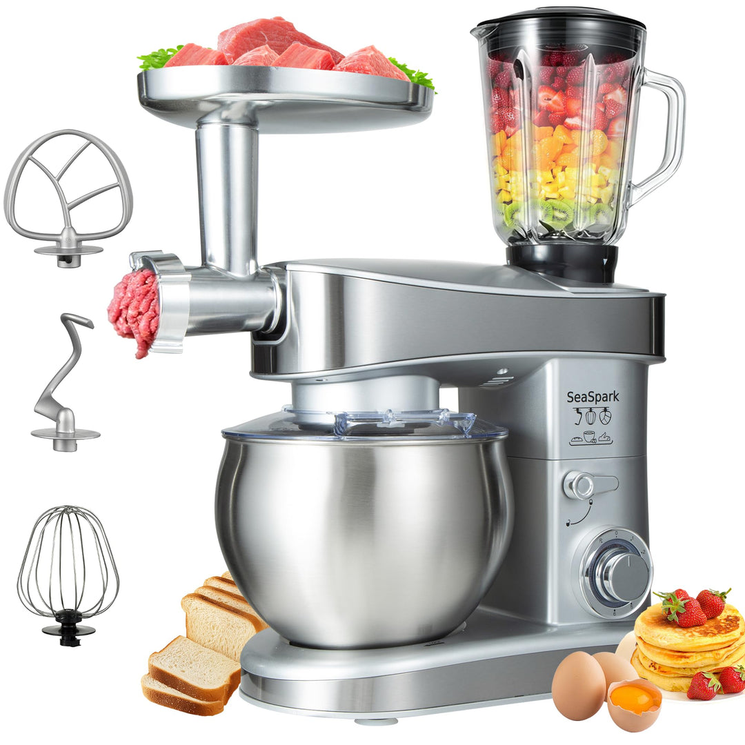 Küchenmaschine, 6 L Knetmaschine 1200W, 6 Geschwindigkeits Küchenmaschine, Teigmaschine mit Rührhake