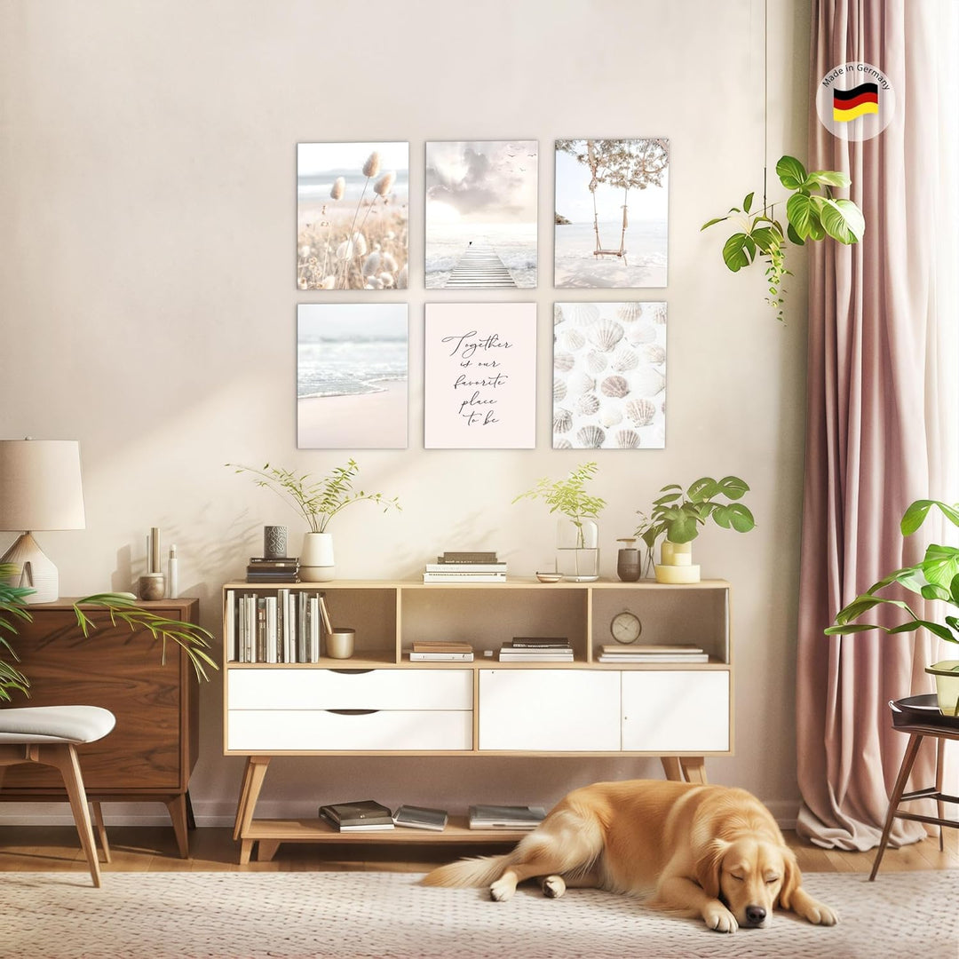 Novart Wandbilder Set - KOMPLETT AUFHÄNGFERTIG - Made in Germany - Moderne Bilder Strand Meer Relax