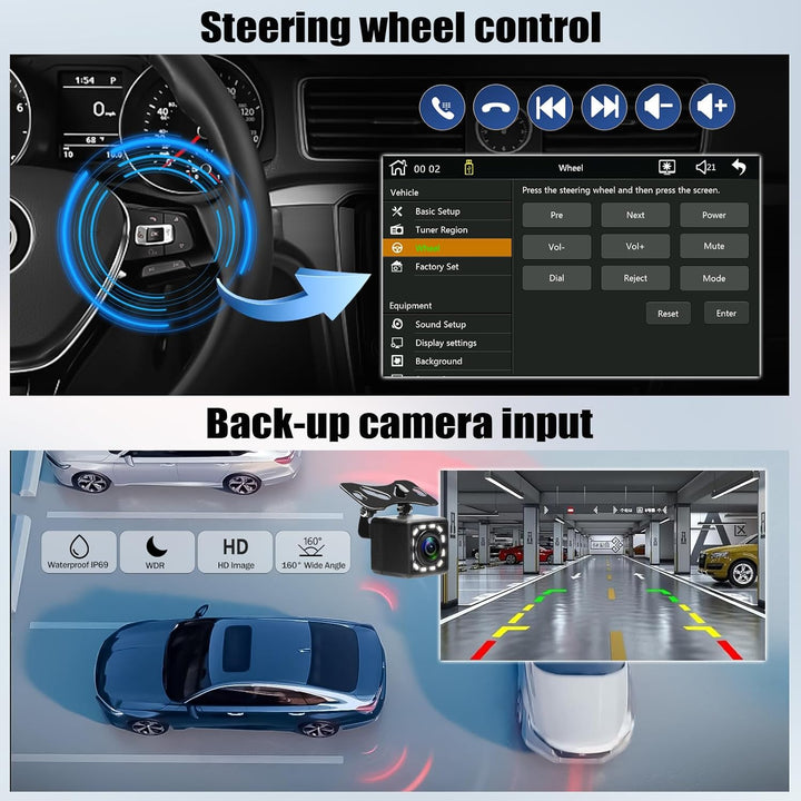 CAMECHO Autoradio 1 Din mit Wireless Carplay Android Auto 9 Zoll Bildschirm Bluetooth Radio Touch Di