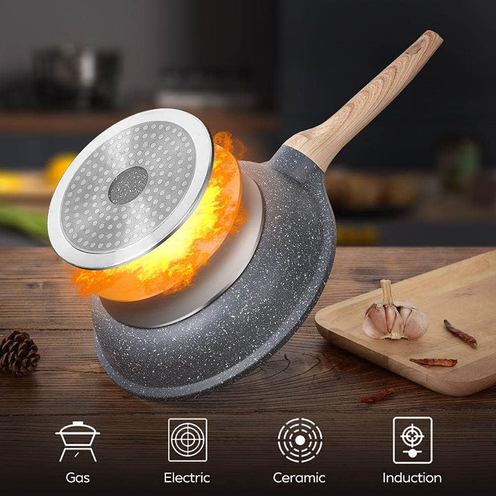 ZUOFENG Antihaft Pfanne Bratpfanne mit Deckel Beschichtet 24cm, Granit Pfannen Nonstick Frying Pan,