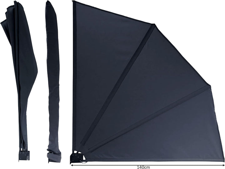 QUICK STAR 2 Stück Sichtschutz Fächer 140x140cm Anthrazit Easy Mount Wandplatte Balkon Trennwand Win