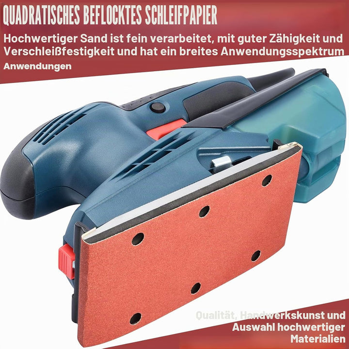 50 Stück Schleifpapiersatz, Schleifpapier Klett 102mm*114mm, 40/60/80/100/120 Körnung 6 Löcher Schle