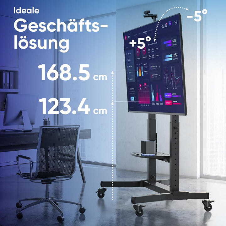 ONKRON TV Ständer rollbar für 50-100 Zoll TV bis zu 120 kg - TV Ständer höhenverstellbar &amp; neigbar m