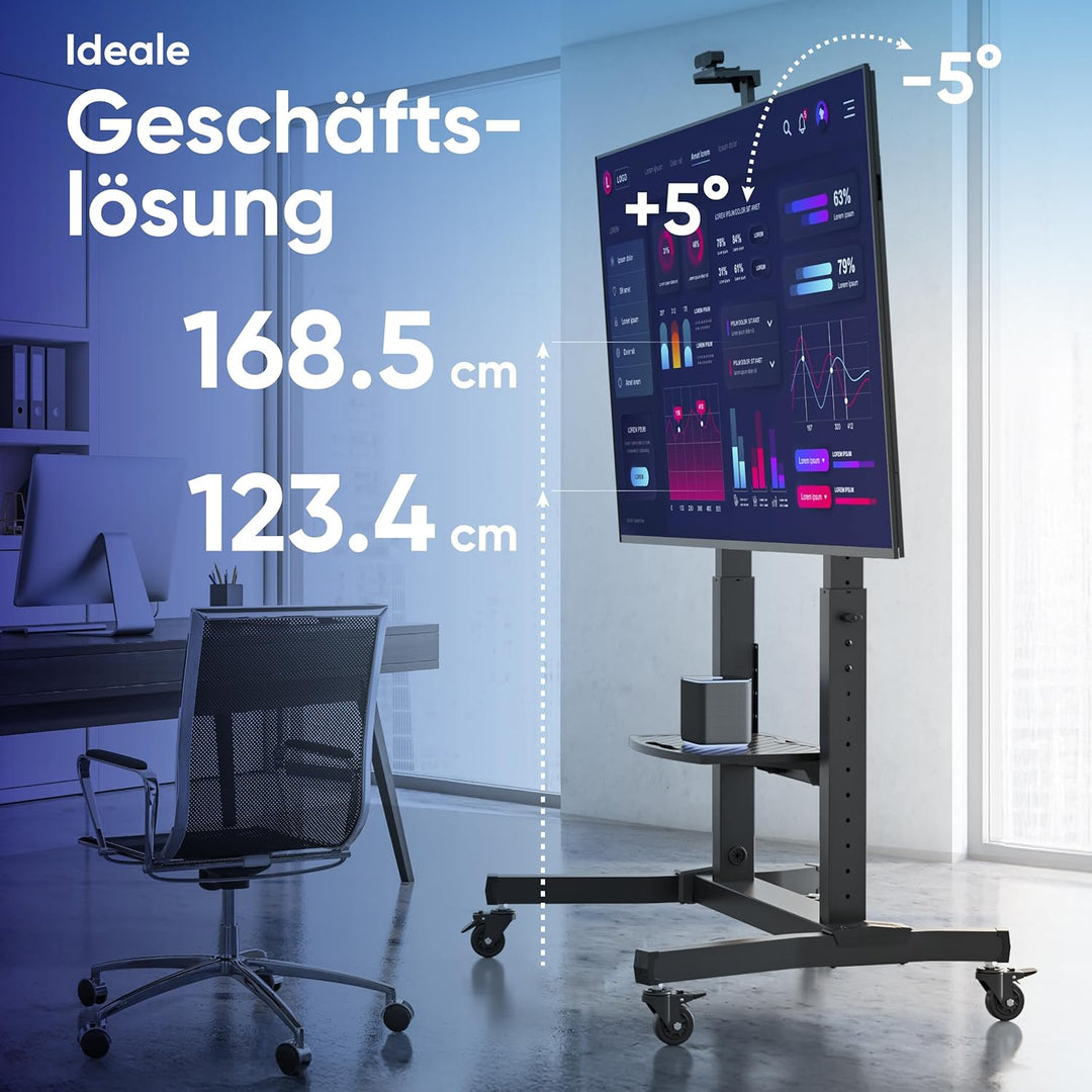 ONKRON TV Ständer rollbar für 50-100 Zoll TV bis zu 120 kg - TV Ständer höhenverstellbar & neigbar m