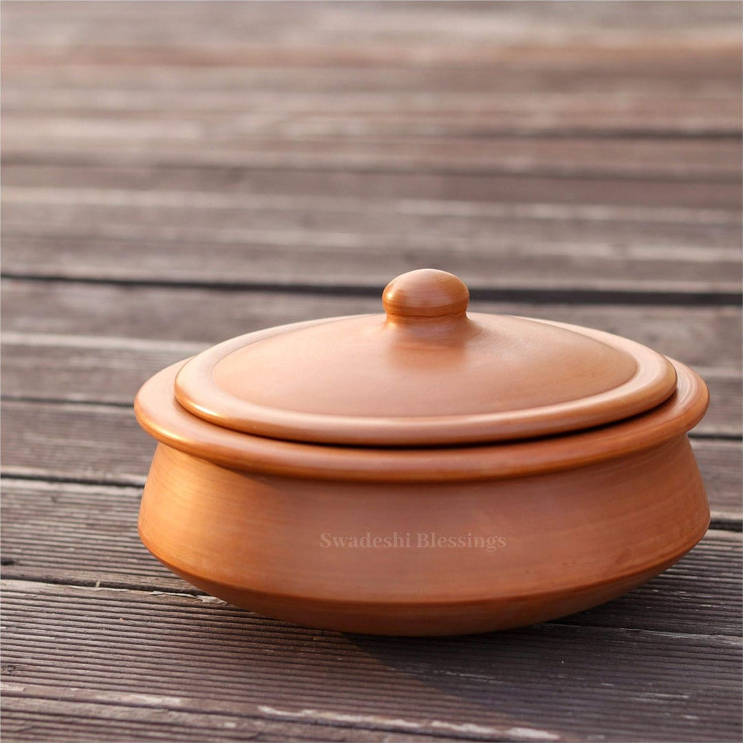 Swadeshi Blessings Exclusive Range Unglasierter Ton Handi/Earthen Kadai/Tontopf zum Kochen und Servi