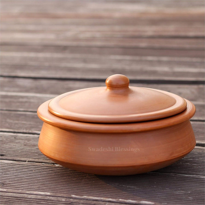 Swadeshi Blessings Exclusive Range Unglasierter Ton Handi/Earthen Kadai/Tontopf zum Kochen und Servi