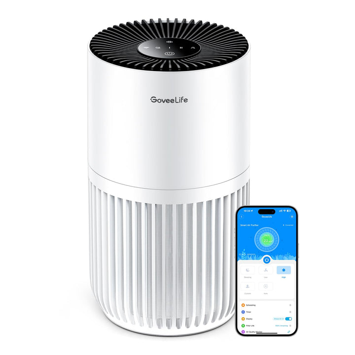 GoveeLife Mini-Luftreiniger für das Schlafzimmer, HEPA Smart Filter Luftreiniger mit Alexa App Steue