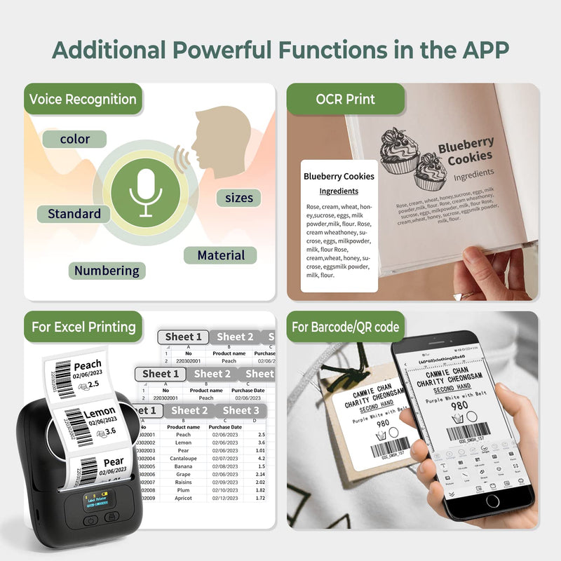 Phomemo M110S Bluetooth Etikettendrucker-Thermoetikettendrucker-M110S Tragbarer Mini-Thermo-Label-Ma