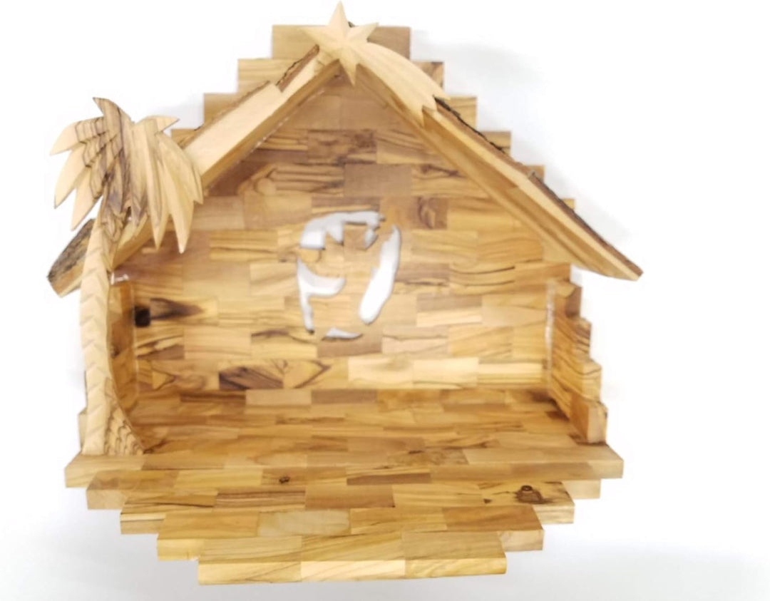 Geschnitzt aus Bethlehem Olivenholz Weihnachten Weihnachtskrippe Geschichte-Set mit Stall (27,9 cm M