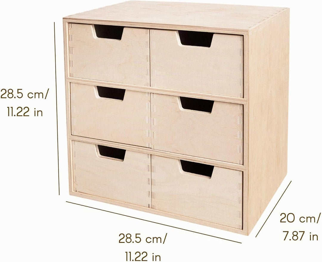 Creative Deco Schubladenbox Schubladenelement | 6 Schubladen | 28,5 x 20 x 28,5 cm (+/- 1 cm) | Mini