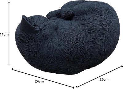 stoneandstyle Steinfigur Schwarze Katze schlafend, eingerollt, frostfest bis -30°C, massiver Steingu