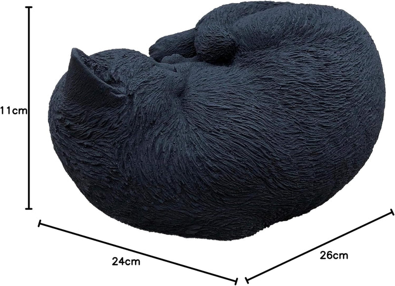 stoneandstyle Steinfigur Schwarze Katze schlafend, eingerollt, frostfest bis -30°C, massiver Steingu