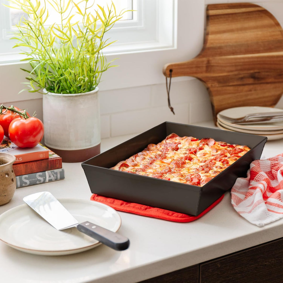 Chef Pomodoro Pizzablech – Pizza Backblech – Pizza Blech – Pizza Pan – Pizzaform rechteckig –Detroit