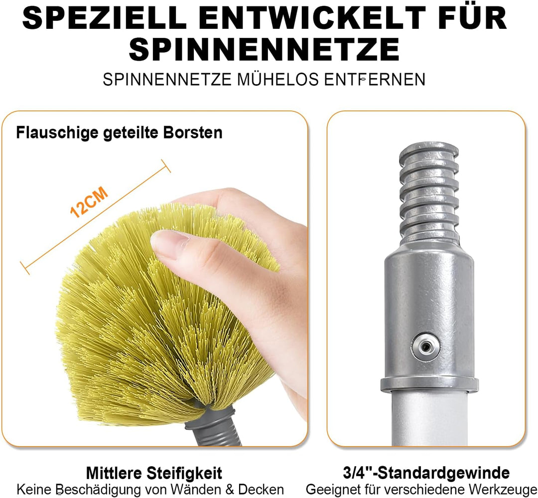 ARTIPOLY 6 m Staubwedel mit Teleskop Waschbar, 5-stufiger mit Borsten | 1,5–6 m Langer Staubwedel fü