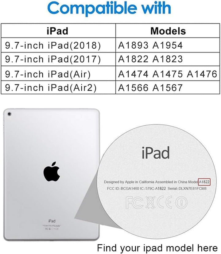 Tastatur hülle 9,7 für iPad 6./5. Gen 2018/2017, Bluetooth Tastatur für iPad Air 2/1, Pro 9,7‘’, mit