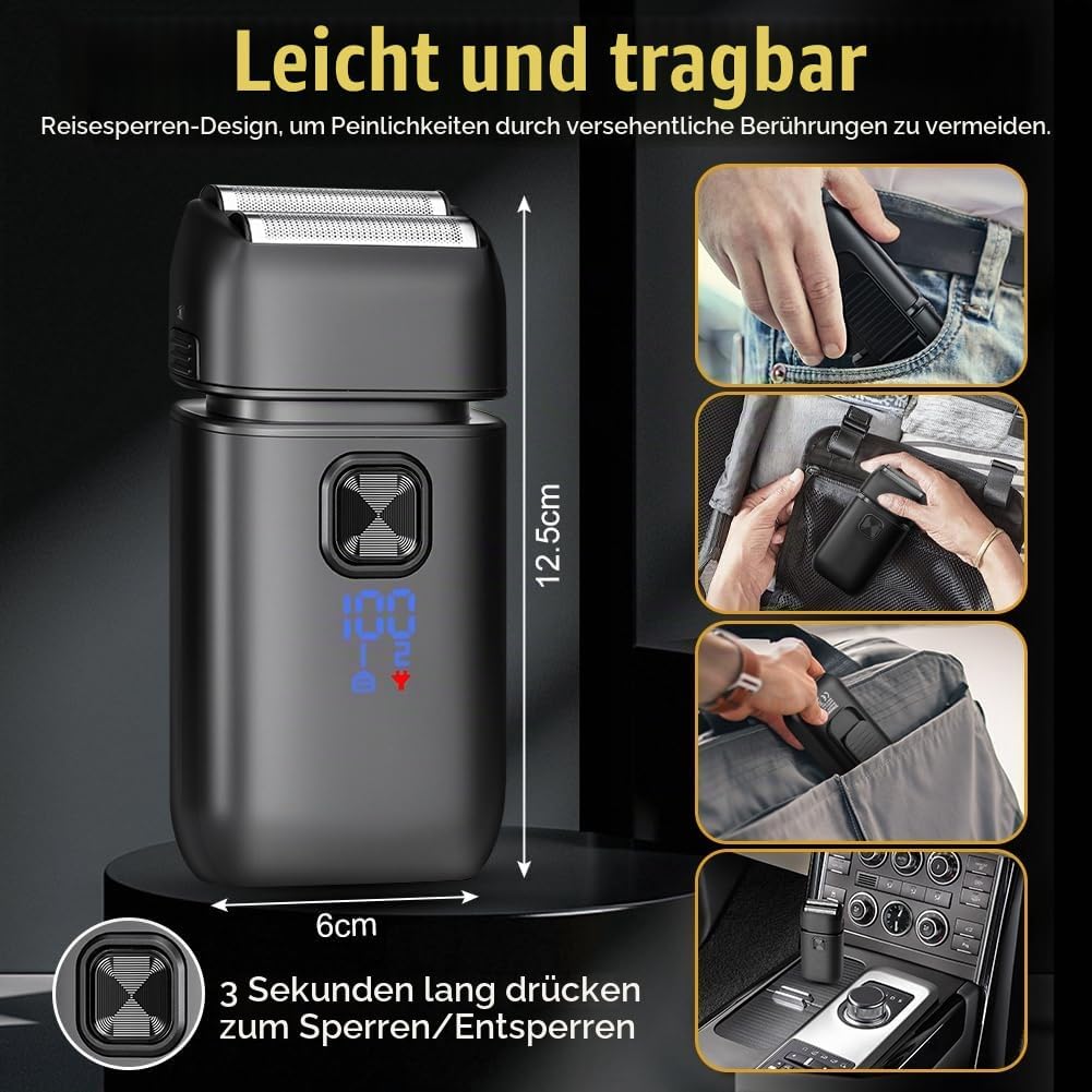 flintronic Rasierer Herren Elektrisch, Wasserdichter Multifunktionaler Elektrischer Rasierer Herren,