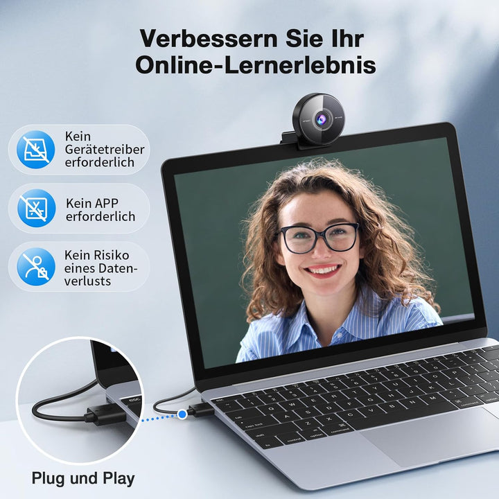 EMEET C950 4K Webcam für PC, 8 Megapixel 4K UHD, PDAF-Autofokus, Mikrofon mit Geräuschunterdrückung,