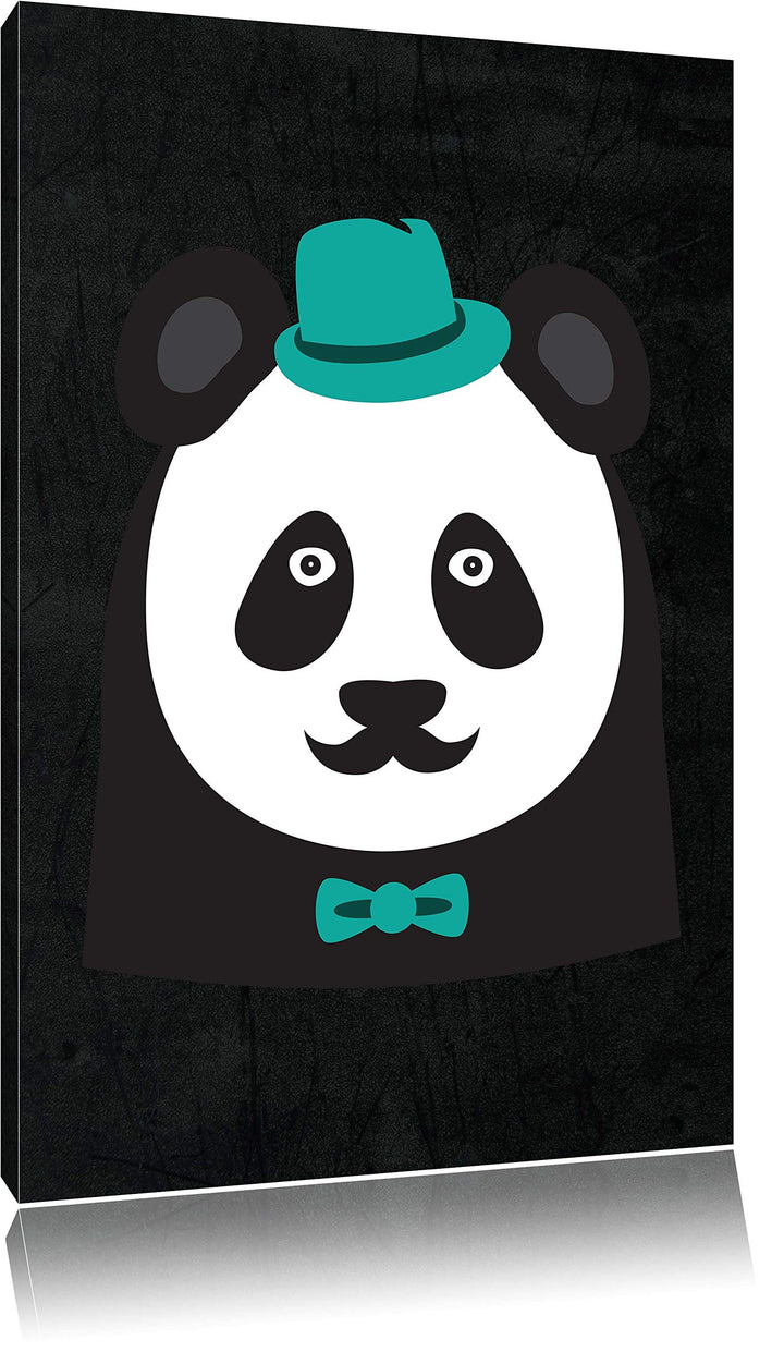 Pixxprint Hipster Panda als Leinwandbild/Grösse: 100x70 cm/Wandbild/Kunstdruck/fertig bespannt 70x10