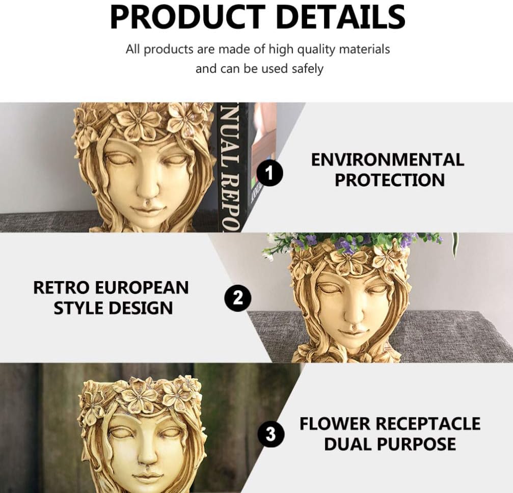 Happyyami 1stk Blumentopf Göttin Kopf Pflanzer Skulptur Blumenvase Pflanzgefäss Für Göttinnenstatuen
