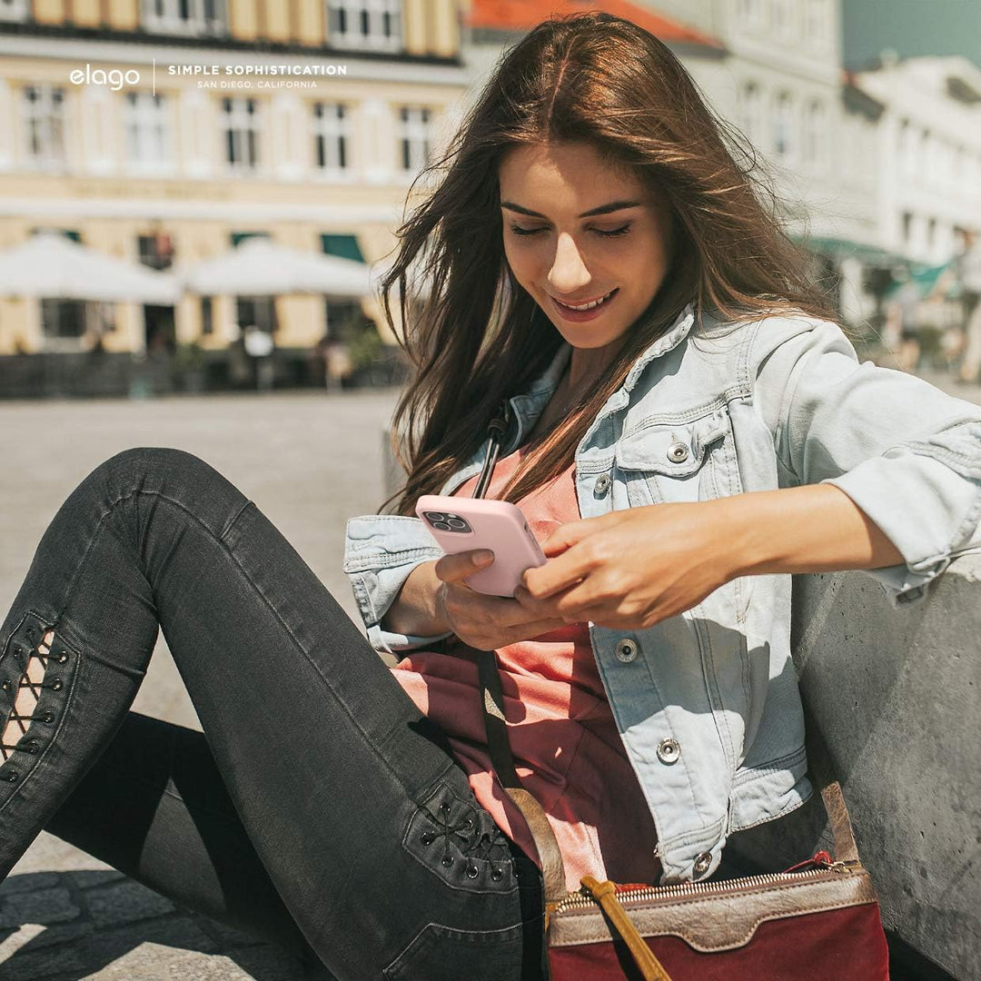 elago Magnetische Silikonhülle, kompatibel mit iPhone 12 und iPhone 12 Pro (6,1 Zoll), eingebaute Ma